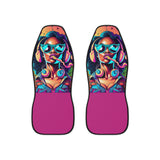 Black Woman Art Car Seat Covers-Hot Pink & Psychedelic