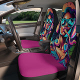 Black Woman Art Car Seat Covers-Hot Pink & Psychedelic