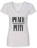 "PEACE/PETTY" V-Neck T-Shirt