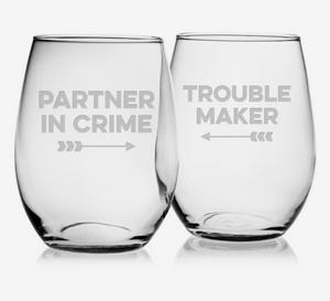 Double Trouble Stemless Wine Glasses