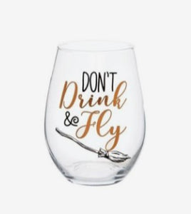 Drink & Fly Stemless Wine Glass